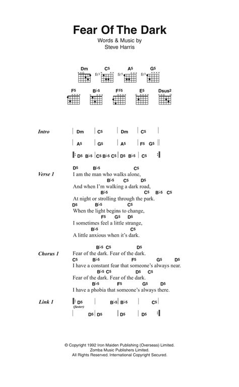 fear of the dark cifra|fear of the dark letra.